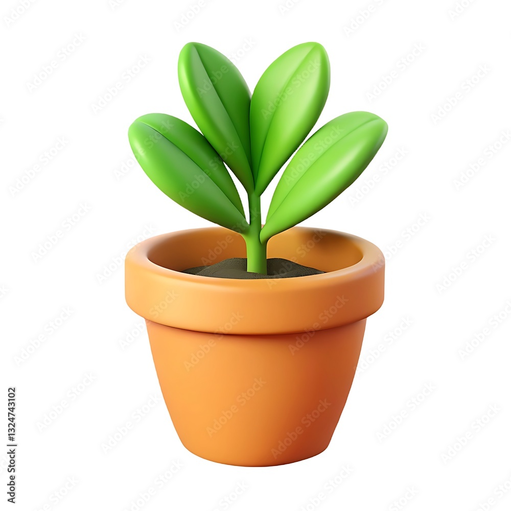 A Tiny Sprout Bravely Emerging, Its Vibrant Green Leaves Reaching For The Sun, Nestled In Its Terracotta Pot A Symbol Of New Life And Growth With A Simple 3d Rendering Style A Tiny Sprout Bravely Emerging, Its Vibrant Green Leaves Reaching For The Sun, Nestled In Its Terracotta Pot A Symbol Of New Life And Growth With A Simple 3d Rendering Style