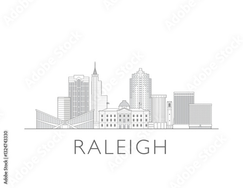 Raleigh, North Carolina, skyline cityscape vector illustration