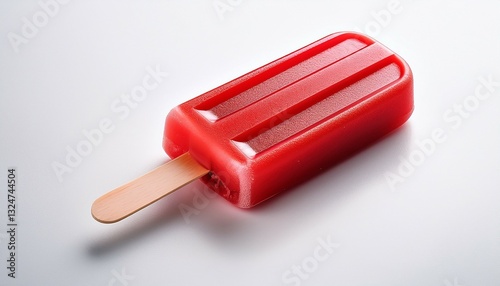 delicious red popsicle ice cream dessert isolated on white background minimalistic viewpoint