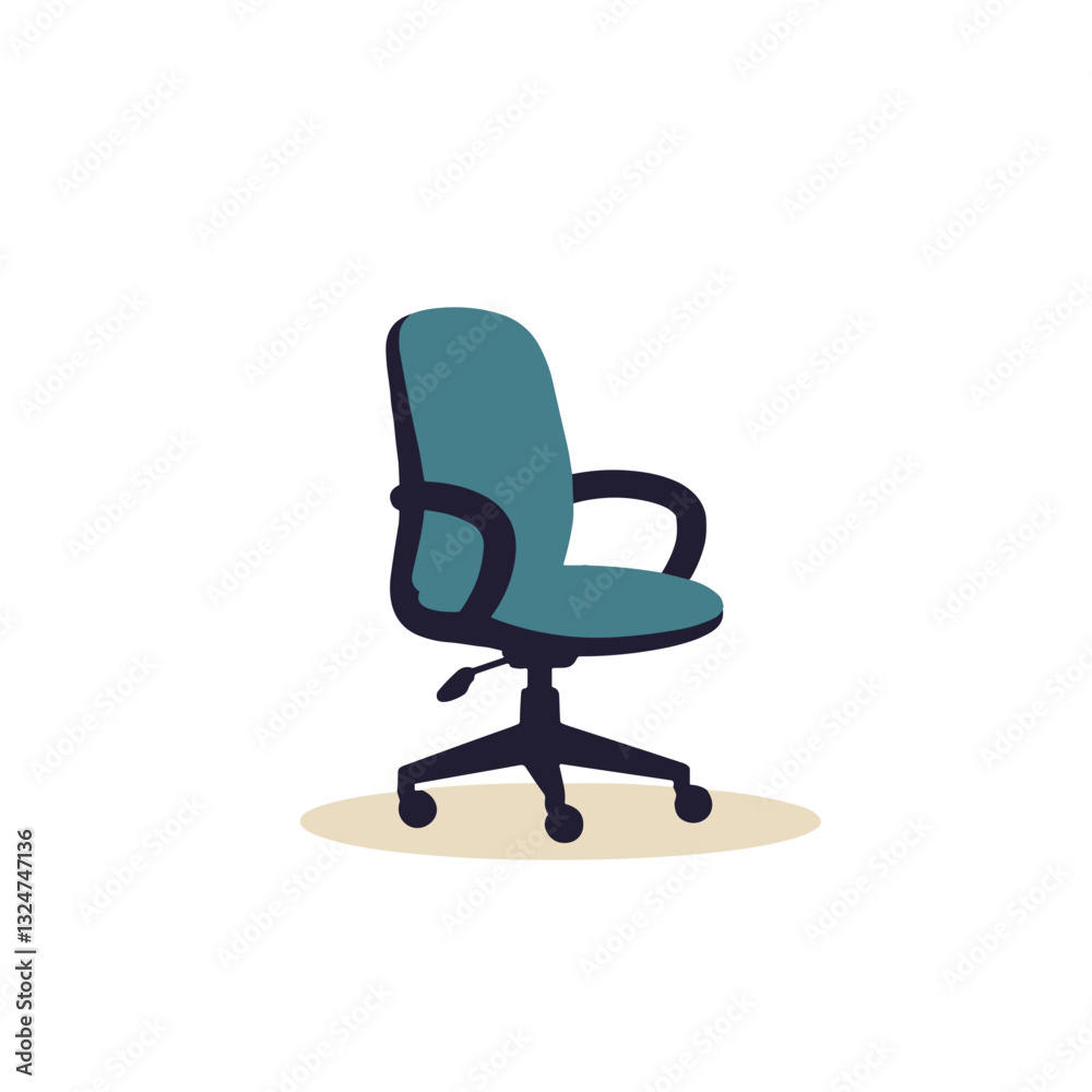 Stylish office chair with wheels and armrests, productivity concept Stylish office chair with wheels and armrests, productivity concept