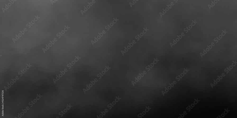 Dark black and grey dramatic grunge background texture for cloudy sky and fogy smoke abstract backdrop, slow motion closeup floating air on fog mist haze vapor smoke on black background.