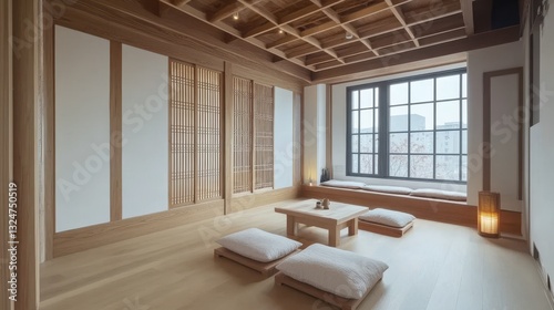 Wallpaper Mural A traditional living room designed with a window and decorative wooden walls Torontodigital.ca