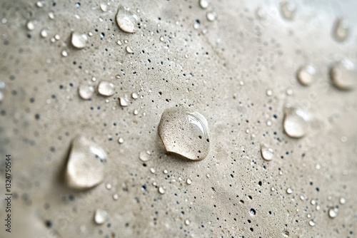 Water droplets beading on a hydrophobic surface, showcasing excellent water repellency.