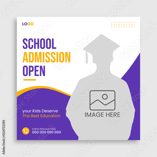 School Admission social media post banner template.