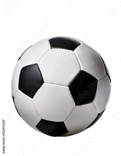 Classic soccer ball floating on transparent background
