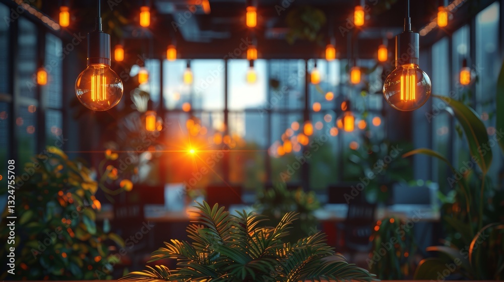 Naklejka premium Blurred background image of atmosphere around office with bokeh effect and clean lines