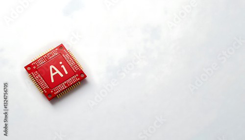 Futuristic AI chip on white background. cpu. artificial intelligence chip, AI Technology, AI Hardware, machine learning. advanced computing technology. digital innovation, high-performance processing