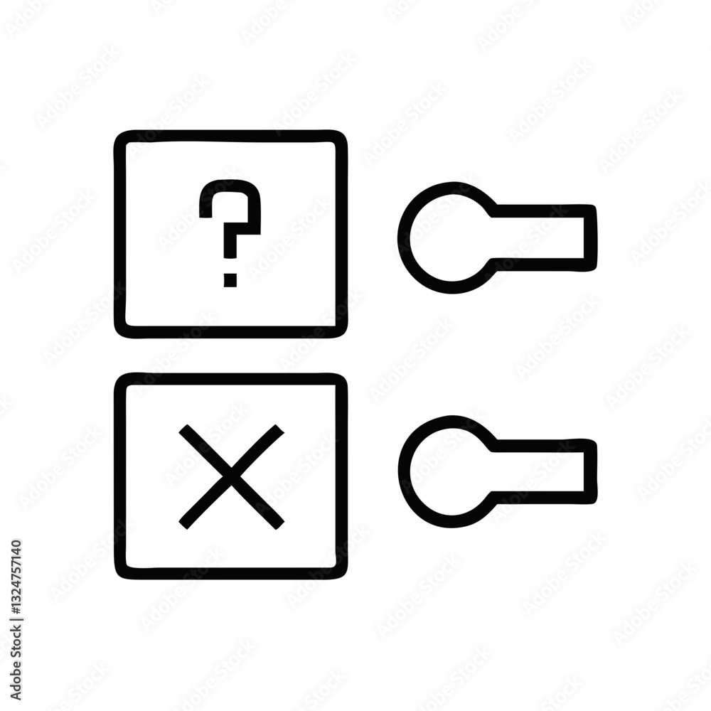 Checkbox with Question Mark and Cross Symbol | Selection and Decision Making Concept Checkbox with Question Mark and Cross Symbol | Selection and Decision Making Concept