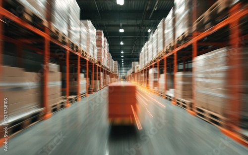 Fast Automated Guided Vehicle Moving Through Modern Warehouse