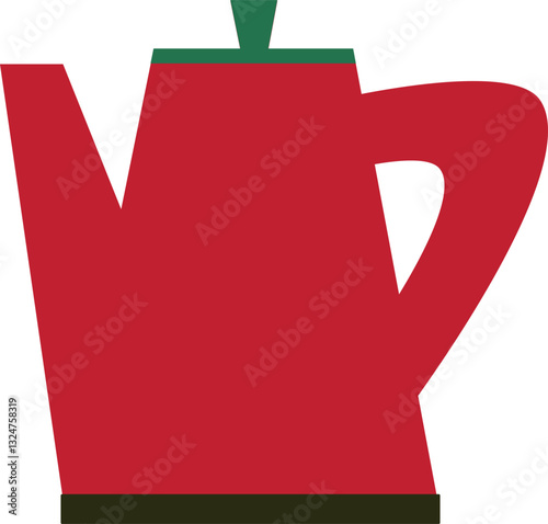 Red teapot on white background
