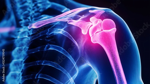 A comprehensive X-ray image showcases the complex anatomy of the shoulder joint along with the surrounding structures in great detail