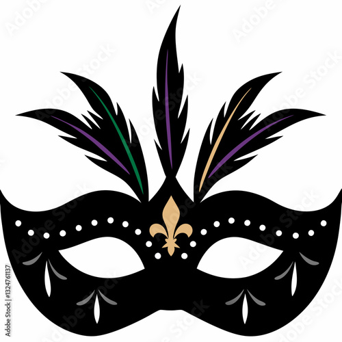 "Mardi Gras Mask with Feathers"