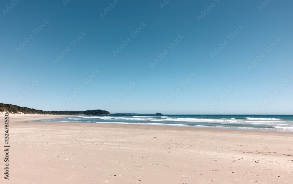 Tranquil Beach Scene Under a Clear Blue Sky Tranquil Beach Scene Under a Clear Blue Sky