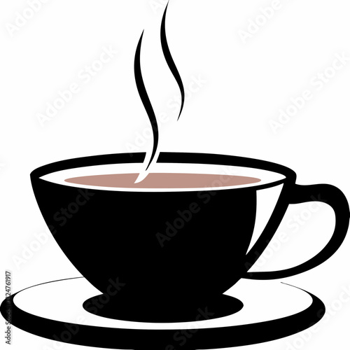Hot Coffee Cup with Steam Icon Illustration on Transparent Background