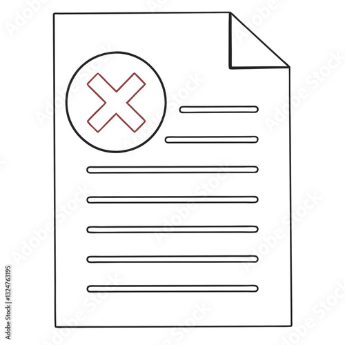 Rejected Document Icon with Cross Mark - File Deletion Symbol