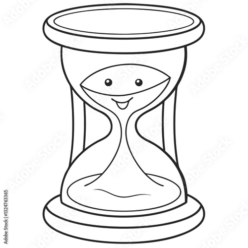 Smiling Hourglass Icon with Cute Face for Time Management Concept