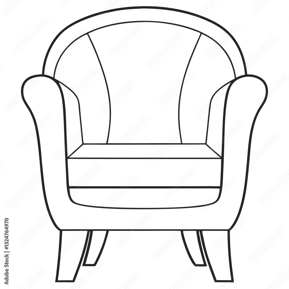 Minimalist vector illustration of a stylish armchair, perfect for modern furniture, seating, and home decor-themed projects. ​​






