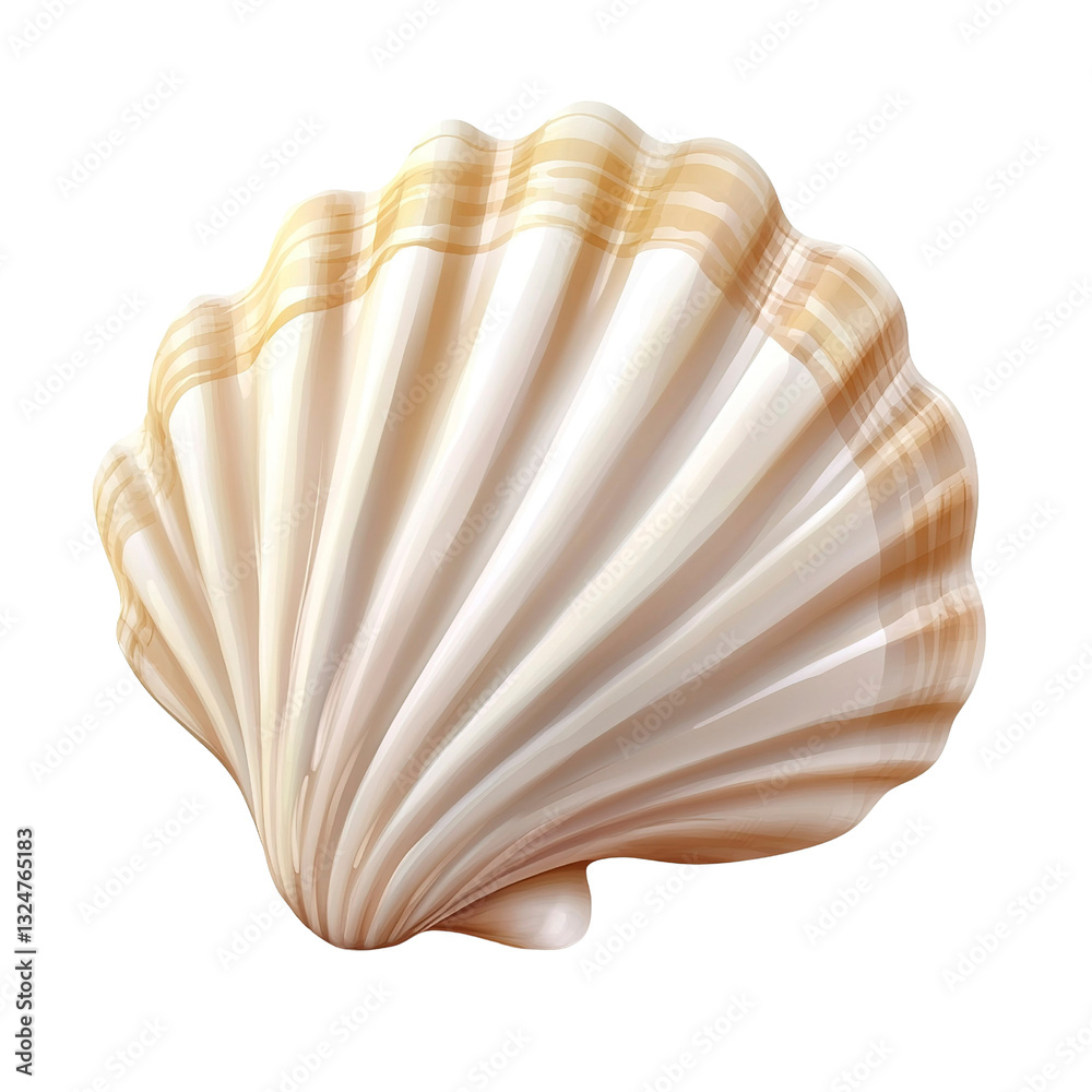 Fototapeta premium Sea shell isolated on white background. transparent background, clipping path.