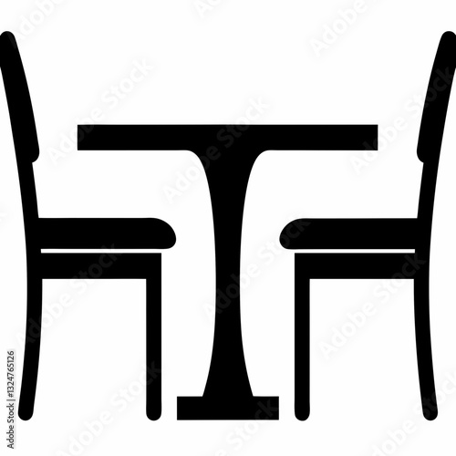 Minimalist illustration of a table with two chairs, designed in vector style, perfect for dining, home decor, and office furniture projects. ​​






