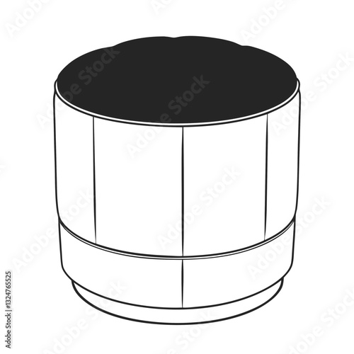 Hand-drawn illustration of a round upholstered ottoman, designed in minimalist line art style, perfect for modern home decor and cozy seating projects. ​​






