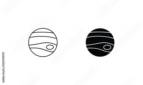 Jupiter icons set line and glyph vector stock illustration