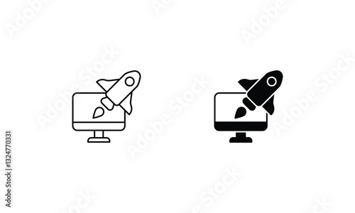 Space Exploration icons set line and glyph vector stock illustration