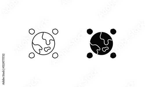 Space Debris icons set line and glyph vector stock illustration