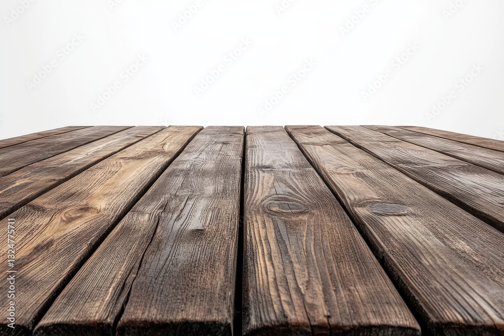 Fototapeta premium Beautifully crafted wooden table surface showcasing natural textures in a minimalist setting isolated on transparent background