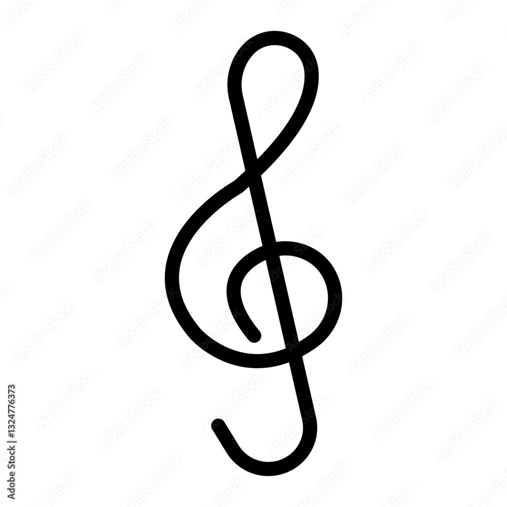 Treble Clef Vector Line Icon Design Treble Clef Vector Line Icon Design