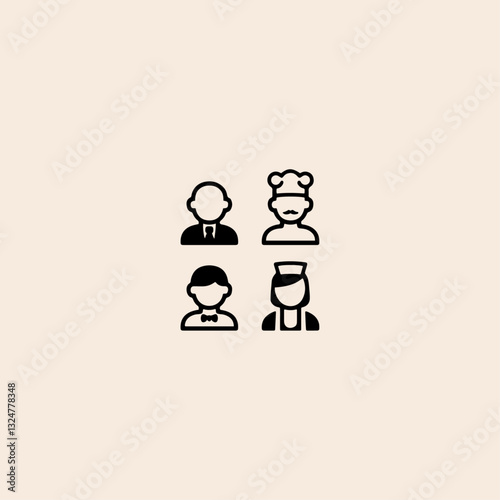 Hotel and Restaurant Staff set icon flat vector design.
