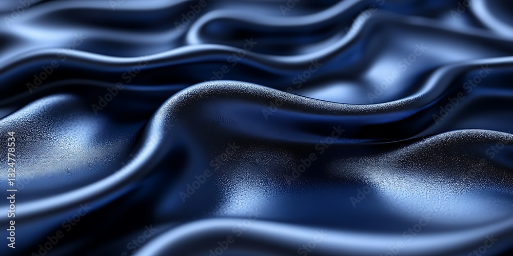Obraz premium Blue silk fabric, draped waves, smooth texture