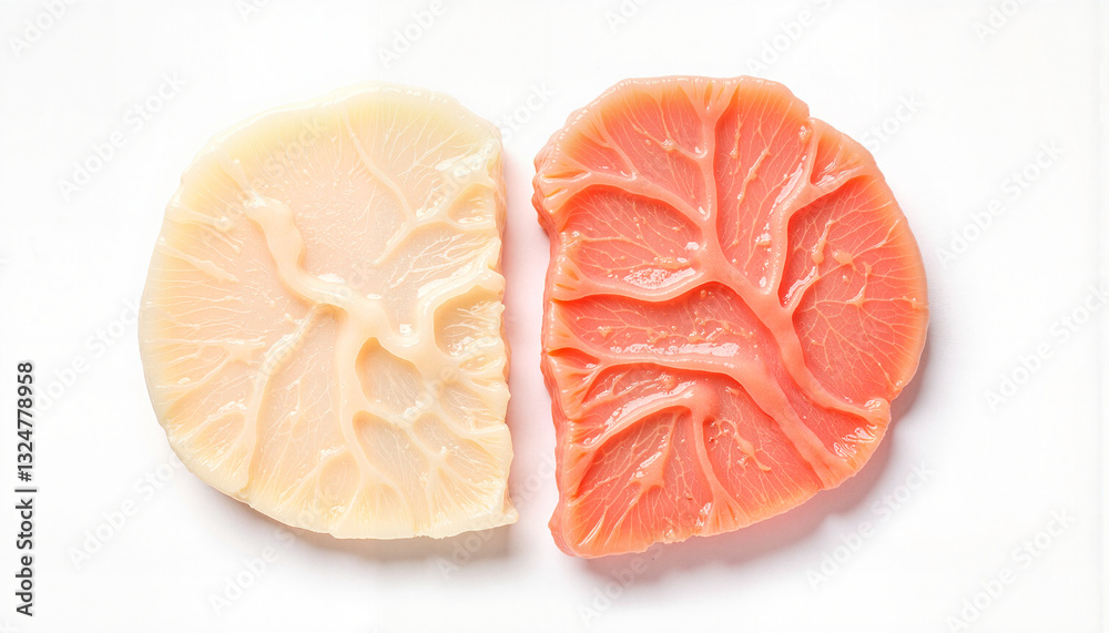 Comparison of healthy and unhealthy subcutaneous fat tissue, medical reference Comparison of healthy and unhealthy subcutaneous fat tissue, medical reference