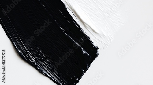 Explore the captivating interplay of black and white paint strokes, highlighting texture and artistry in an extreme close up capture