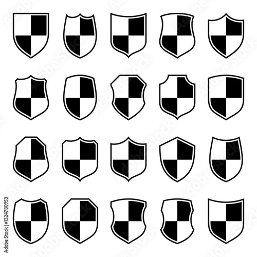 Set of various vintage shield icons. Black heraldic shields. Protection and security symbol, label. Vector illustration. Free Download Set of various vintage shield icons. Black heraldic shields. Protection and security symbol, label. Vector illustration. - GFXLoad