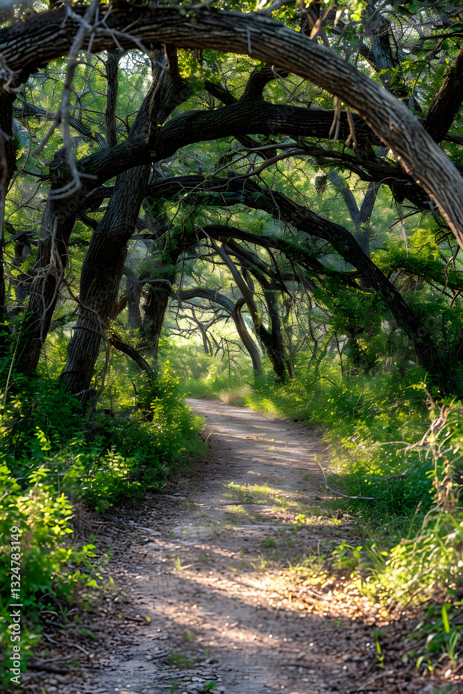 Naklejka premium Serene Wilderness: An Enthralling Glimpse of the Verdent TX Hiking Trails