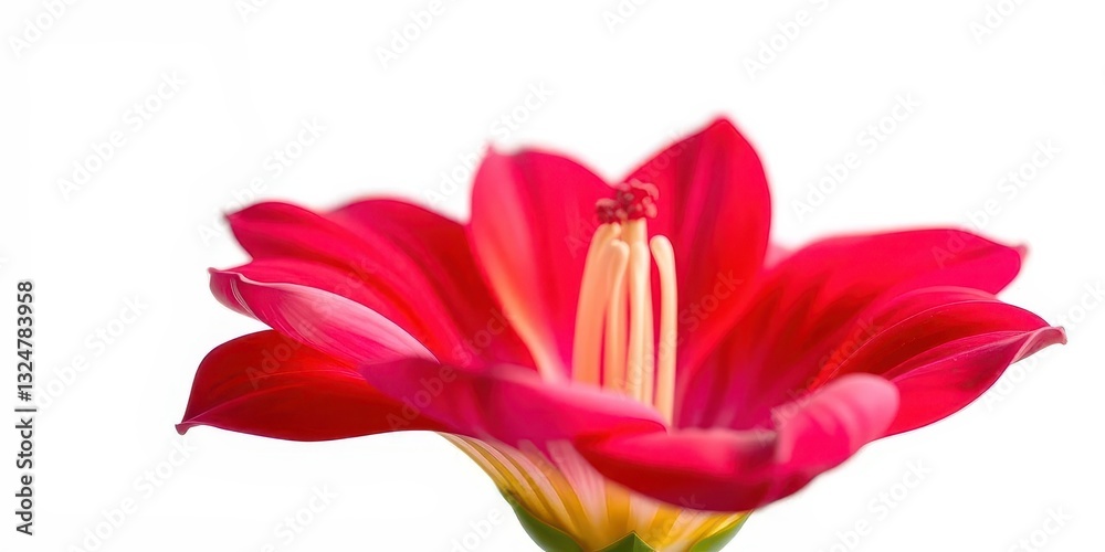 A single vibrant bloom, petals unfurled, isolated against a pure white backdrop, close-up, bloom A single vibrant bloom, petals unfurled, isolated against a pure white backdrop, close-up, bloom