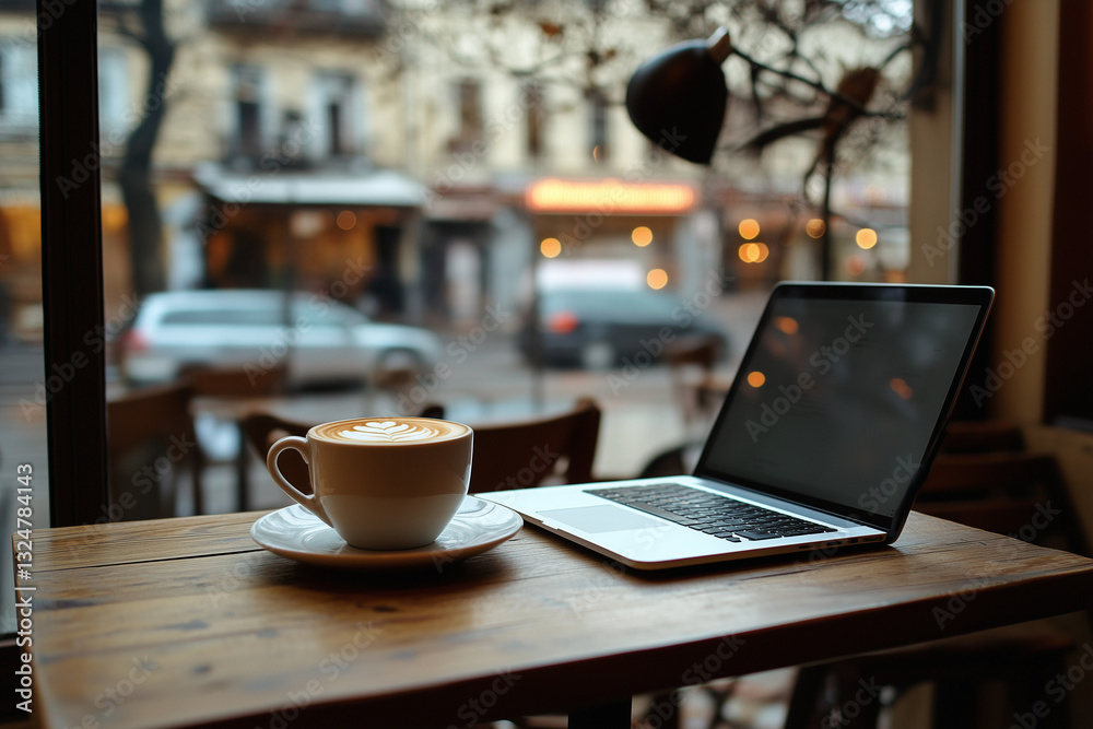 Cozy workspace – a perfect morning setup with coffee and creativity Cozy workspace – a perfect morning setup with coffee and creativity