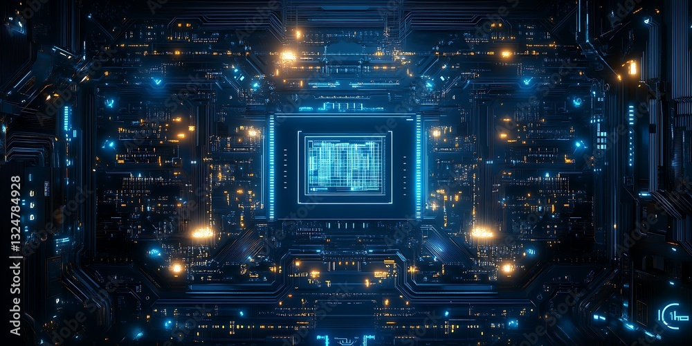Naklejka premium Futuristic Circuit Board Glow