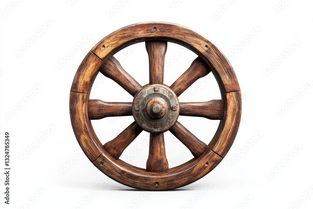 A beautifully crafted wooden wheel showcasing traditional artistry and timeless craftsmanship isolated on transparent background A beautifully crafted wooden wheel showcasing traditional artistry and timeless craftsmanship isolated on transparent background