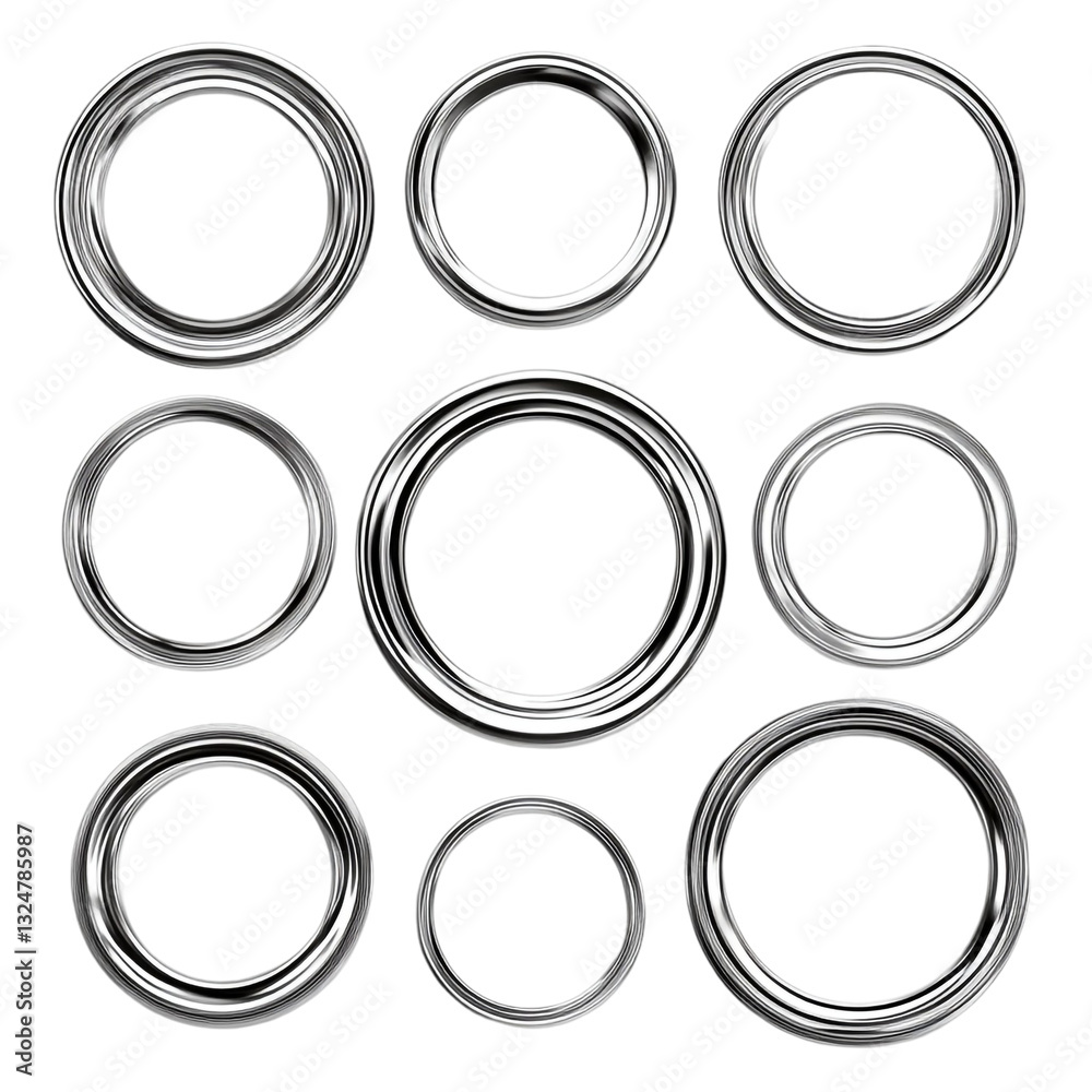 Stylish silver circle frames design elements for branding Stylish silver circle frames design elements for branding