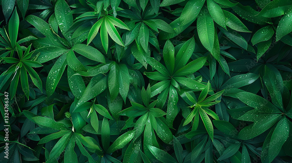 Flat lay of damp mossy grass, deep forest green hues, rich organic textures, moisture highlights Flat lay of damp mossy grass, deep forest green hues, rich organic textures, moisture highlights