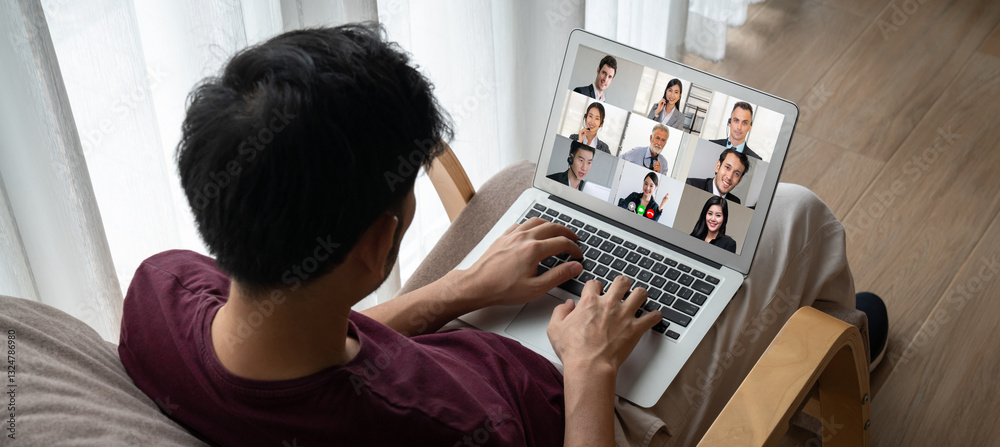 Business people on video conference for modish virtual group meeting of corprate business office workers Business people on video conference for modish virtual group meeting of corprate business office workers