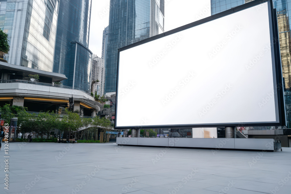 Obraz premium Massive blank screen highlights modern urban plaza design