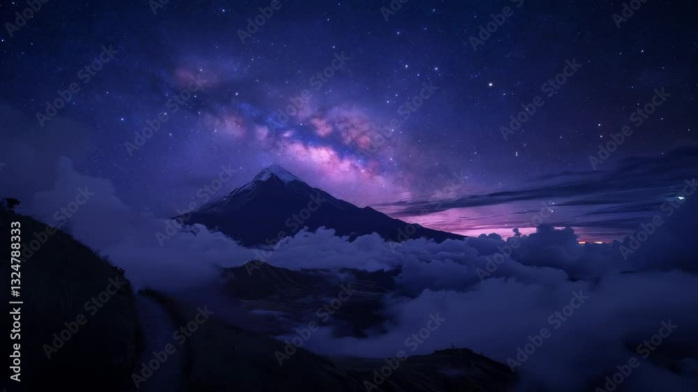 Majestic Milky Way Galaxy Over a Mountain Peak Majestic Milky Way Galaxy Over a Mountain Peak