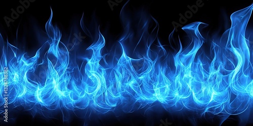 Blue flames on a black background, burning blue fire wallpaper.