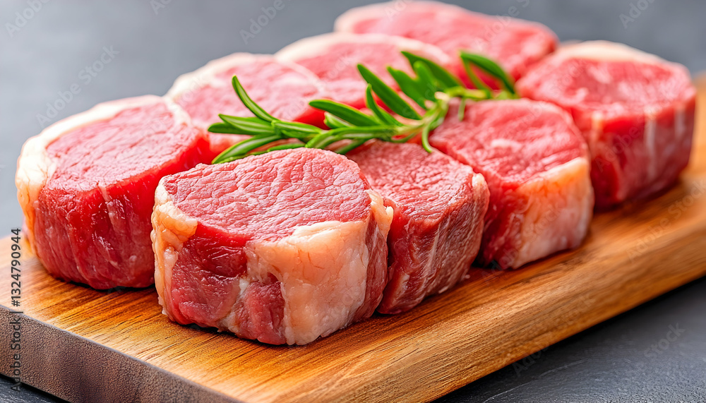 Fresh beef tenderloin cuts on wooden board Fresh beef tenderloin cuts on wooden board
