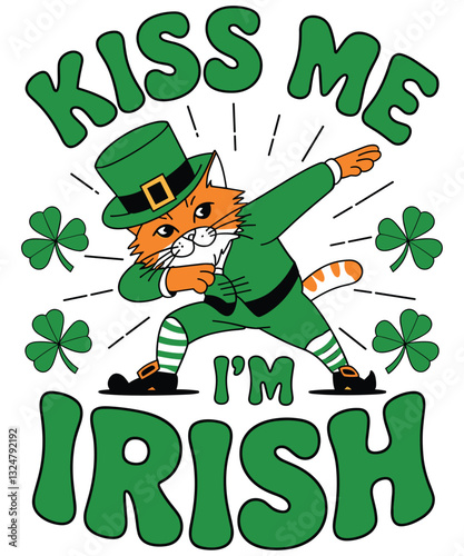 Vibrant cartoon leprechaun illustration for a St Patrick's Day holiday design, featuring green shamrocks, a festive hat, and a touch of Irish fun