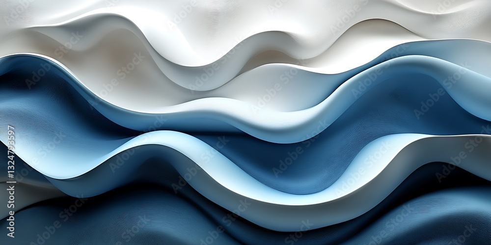 Fototapeta premium Abstract blue and white waves (24)