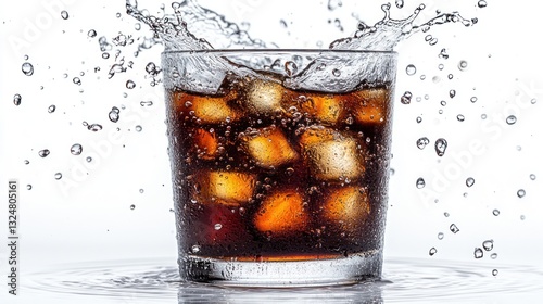 Sparkling Iced Soda Splash in Glass photo