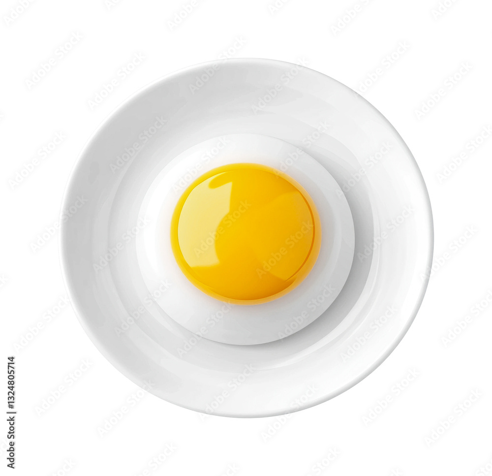 Perfectly plated egg yolk on white ceramic bowl, cut out Perfectly plated egg yolk on white ceramic bowl, cut out